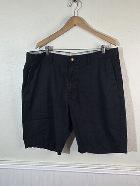 Volcom Mens 40 Black Skate Skater Chino Shorts Casual Streetwear Flat Front